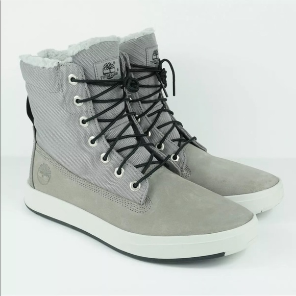 Timberland Davis Square Roll Top Faux Fur Nubuck Boots Mens Grey A2KAE - Picture 5 of 11